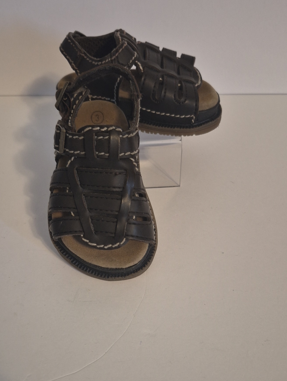 Faux Leather Brown Sandals Size 3 Skid Resistant Smart